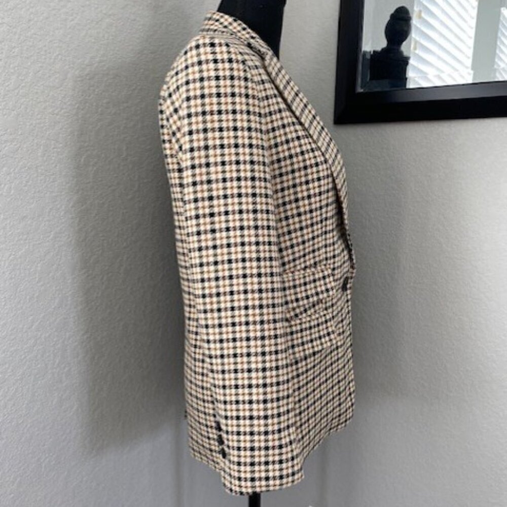 TOPSHOP Classic Tan & Black Houndstooth Suit Blazer Size 2 - Picture 6 of 15